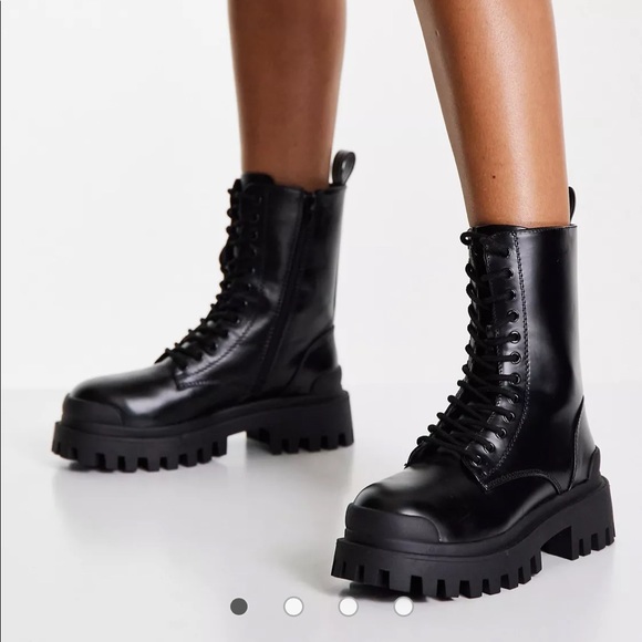 Lace up combat boots - black NWT - Picture 4 of 4